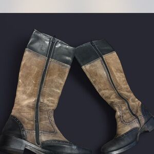 Two-Tone Leather Riding Boots